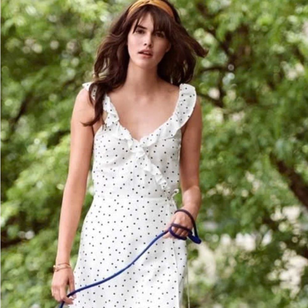 White Polka Dot Wrap Summer Dress